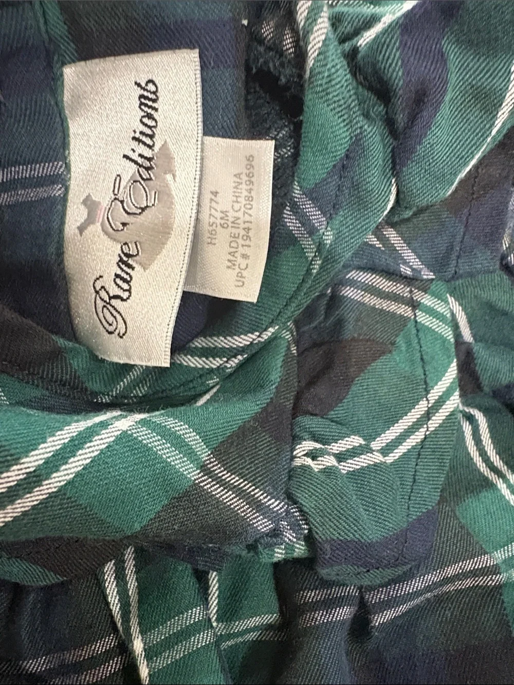 EUC Rare Editions Baby Girl Green & Navy Plaid Ruffle Romper - Kids Accessories
